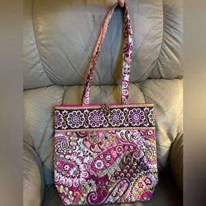 Vera Bradley Pink Very Berry Paisley Vera Tote Retired Vintage EUC